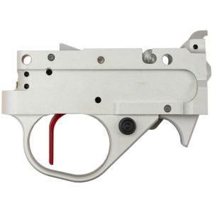 KIDD Two Stage Trigger for 10/22: Silver, Red Straight Trigger, 8oz/8oz, Ext Mag Release, 22 LR Hammer Spring