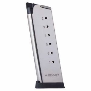 Mec-Gar Magazine for 1911 Officer / Compact - 45 ACP, 7-Rounds, Nickel, Polymer Floorplate