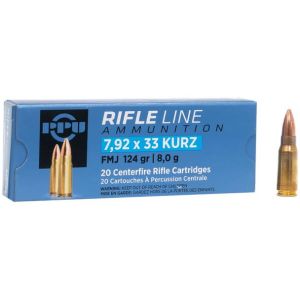 PPU (Prvi Partizan) Rifle Line Ammunition: 7.92x33mm Kurz, 124 gr, FMJ-BT, 685 m/sec, Model A424
